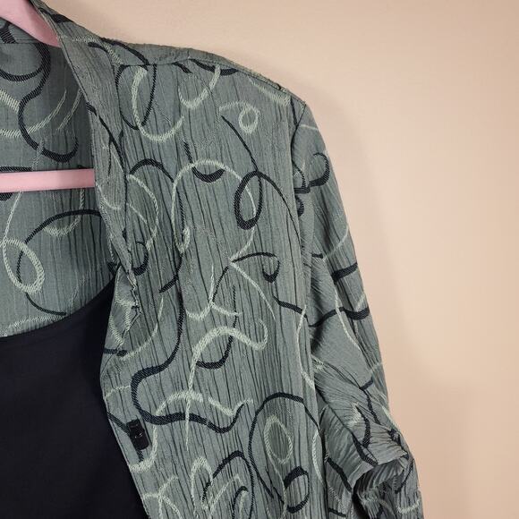 Dress Barn Green Print Button-Up Layered Blouse Size 22/24 - Picture 2 of 10